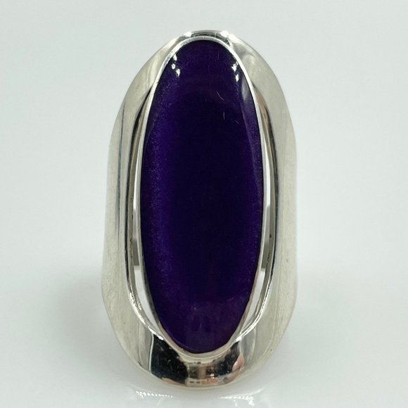 SOLD Vintage Purple Resin Enamel Oversized Space Sterling Silver SIZE 7 Ring - Picture 3 of 6